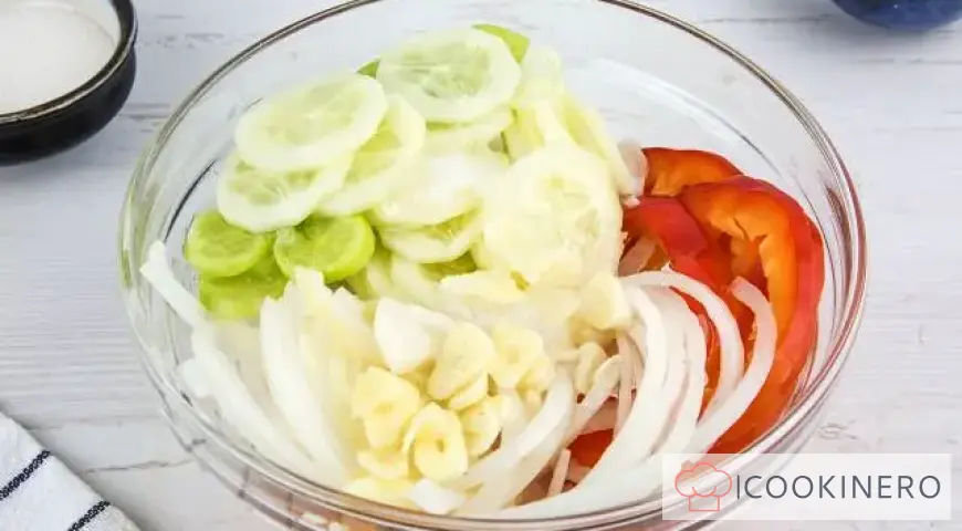 Salad with cucumbers and peppers for the winter