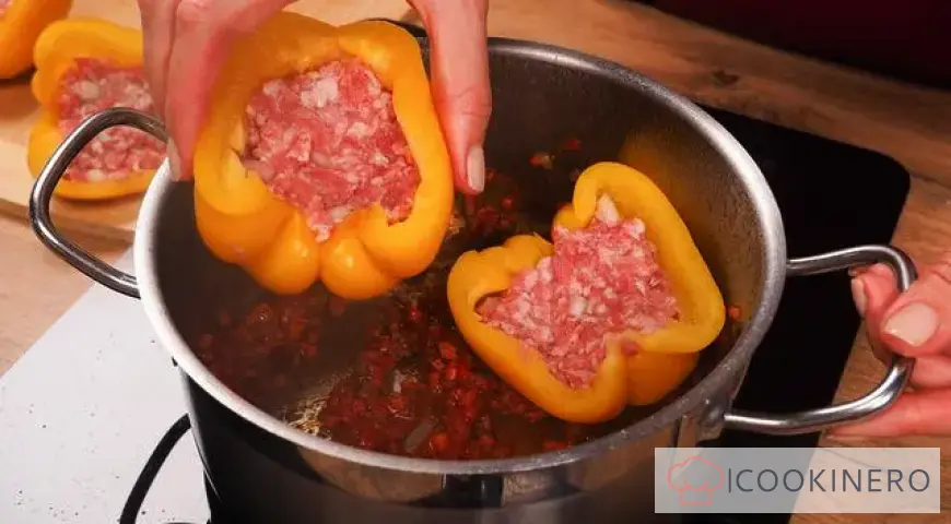 Stuffed peppers with tomato paste