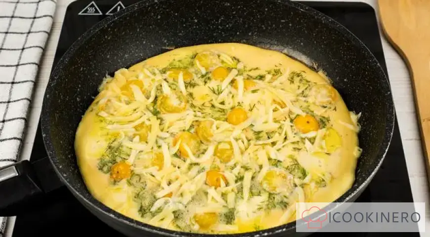 Tortilla con tomates cherry y queso