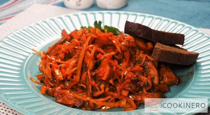 Repollo con champiñones