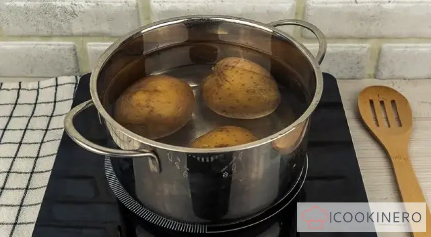 Okroshka con agua y mayonesa y carne de res