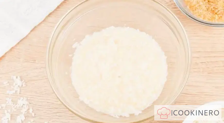 Croissants with condensed milk and coconut flakes