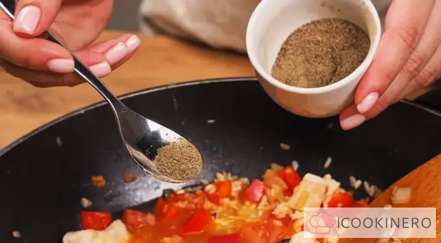 Paella with seafood and chicken