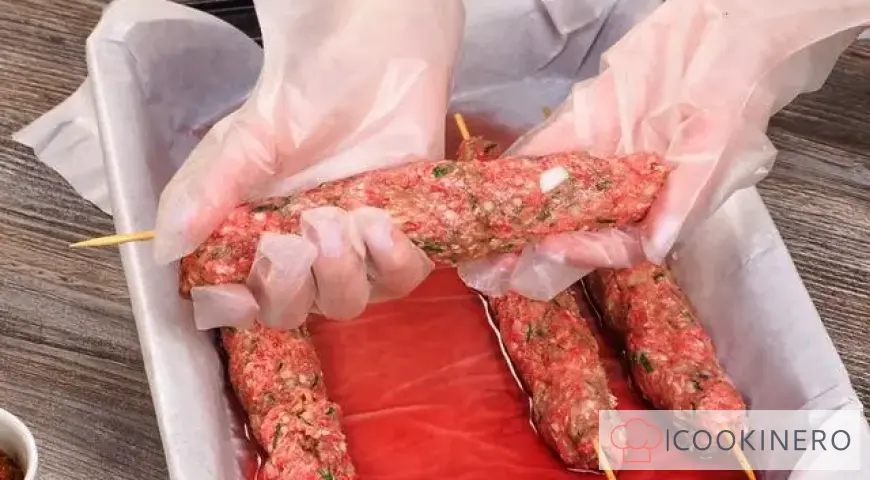 Minced meat lula kebab in the oven