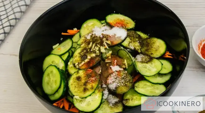 Korean salad for the winter in jars