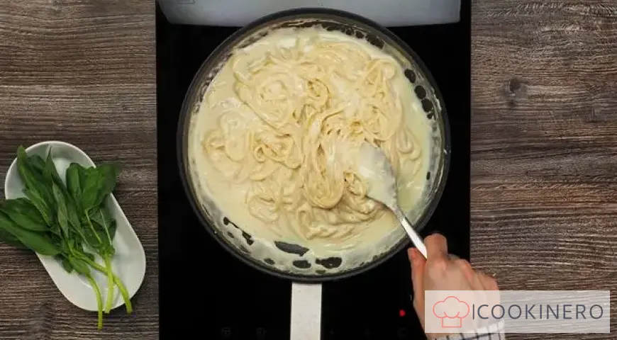 Pasta in creamy sauce with cheese