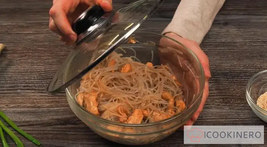 Funchoza with chicken teriyaki