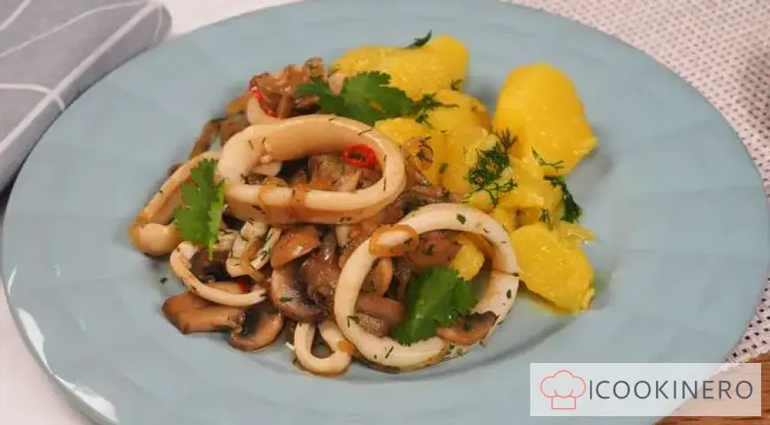 Calamari fritti con funghi