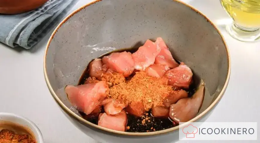 Chicken with beans in soy sauce