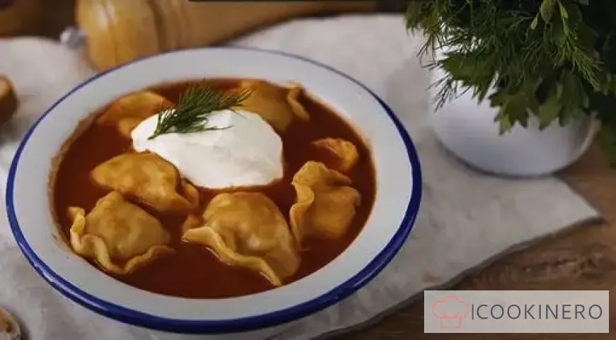 Tomato soup with dumplings