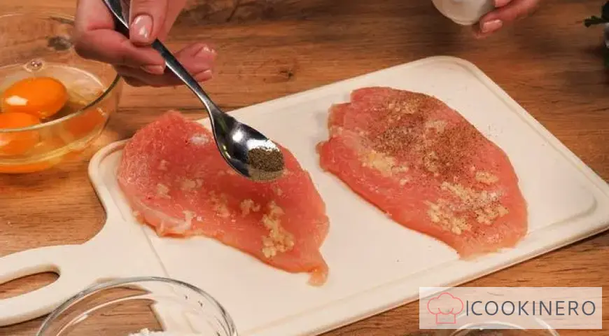 Chicken cutlets in a frying pan