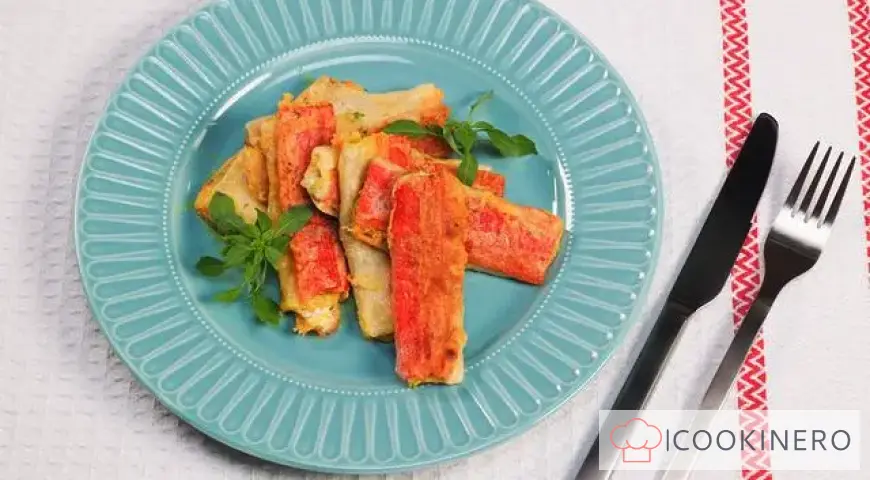 Fried crab sticks with cheese