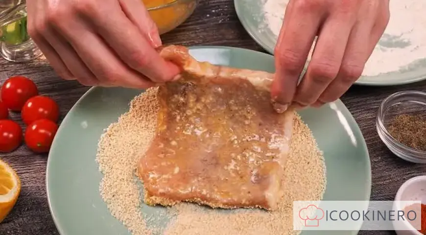 Schnitzel in breadcrumbs