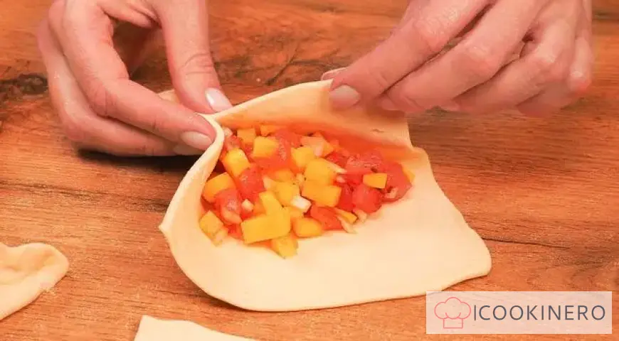 Samsa with chicken and potatoes