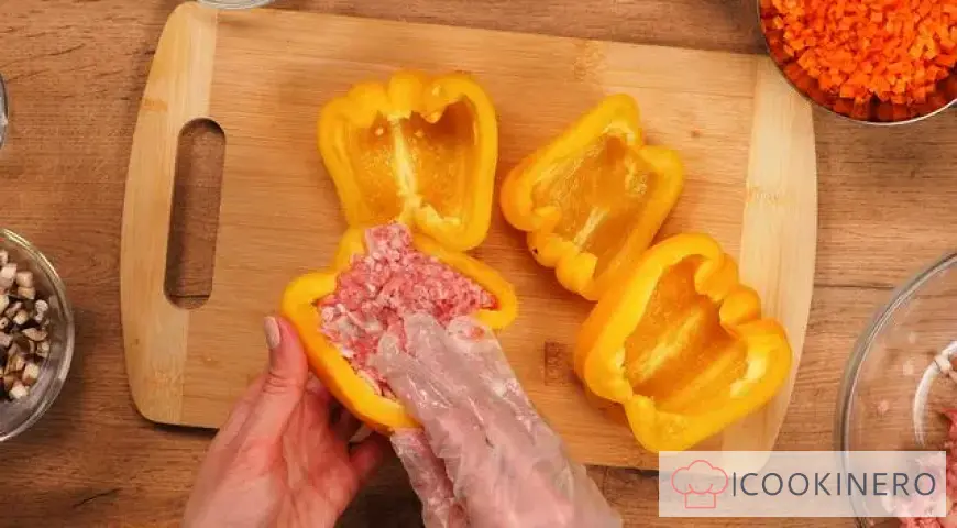 Stuffed peppers with tomato paste