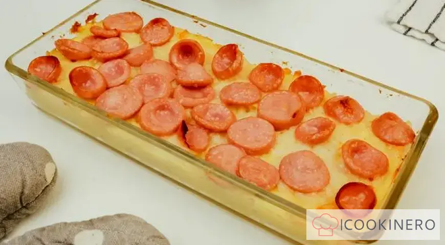 Potato casserole with sausages