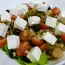 Salad with champignons, olives and feta