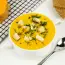 Creamy pumpkin soup with chicken broth