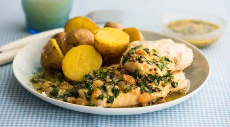 Chicken breast poached in kvass