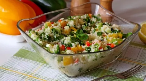 Couscous salad with vegetables and mint