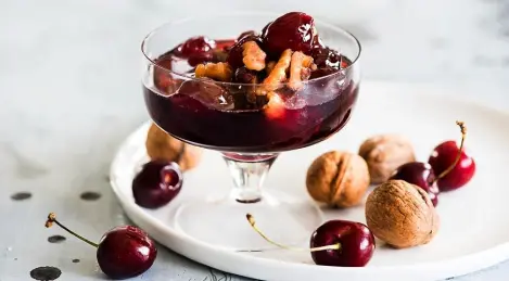 Cherry jam with walnuts