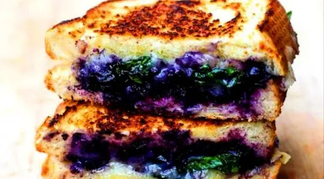 Sandwich aux myrtilles et au basilic