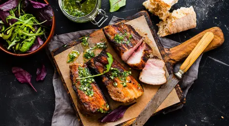 BBQ pork belly with herbs