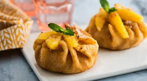 Pancakes with oranges