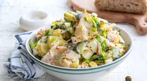 Kartoffelsalat mit Butterfisch