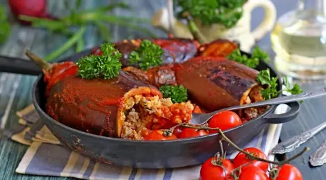 Aubergine farcie au boulgour