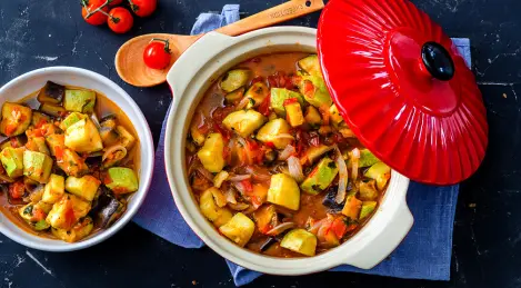 Vegetable stew with eggplant and zucchini