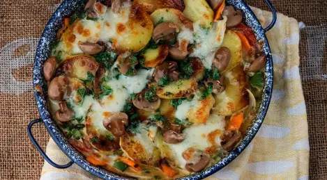 Fischauflauf mit Champignons