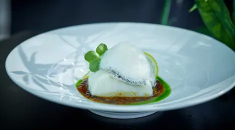 Flétan sauce asiatique au citron et huile verte