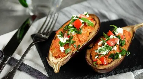 Eggplant stuffed with vegetables and couscous