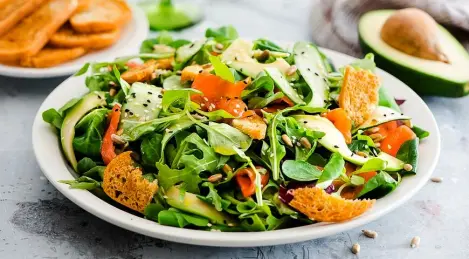 Festive summer salad with salmon and avocado