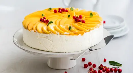 Délicieux gâteau soufflé aux pêches sans cuisson