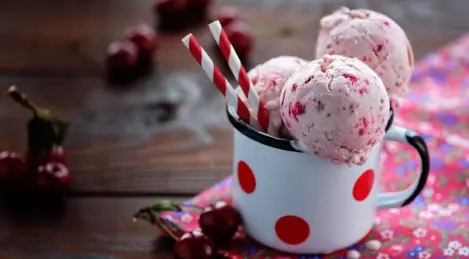 Homemade ice cream "Cherry in yogurt"