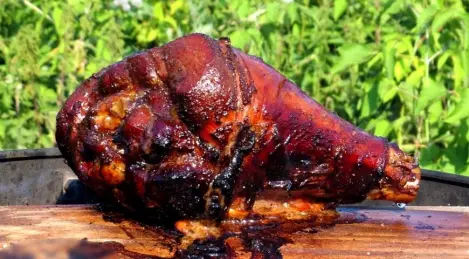 Grilled turkey drumstick with honey glaze