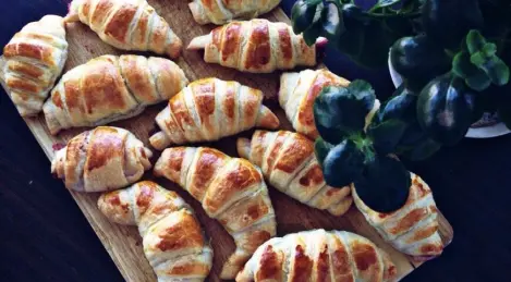 Croissants with raspberries