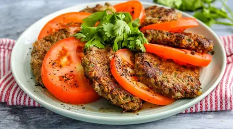 Meat pancakes with potatoes and herbs