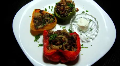 Stuffed bell pepper baked in the oven