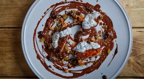 Tofu with almonds and cocoa