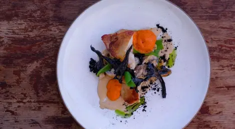 Guinea fowl in mushroom stew