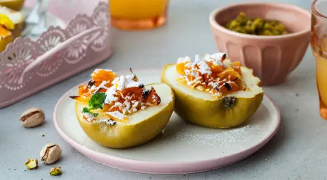 Mele al forno con burro di pistacchio dolce