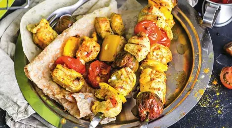Grilled chicken breast skewers