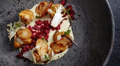 Black Sea Rapan, porcini mushroom and three cauliflower textures