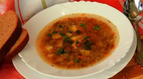 Fragrant soup with buckwheat