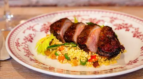 Duck breast with millet porridge