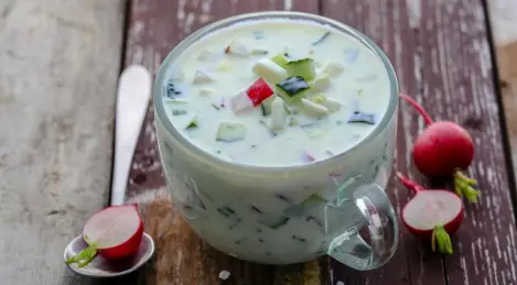 Vegetarian okroshka on kefir