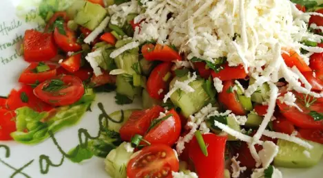 "Shopska" salad with Bulgarian cheese